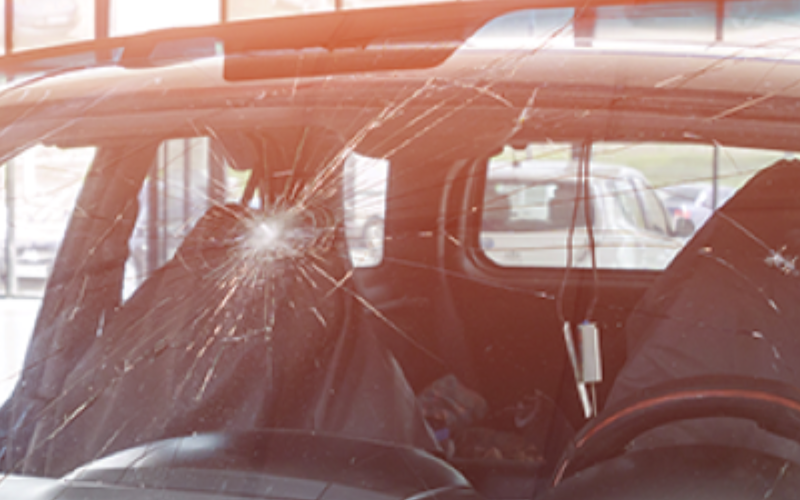 A cracked windshield